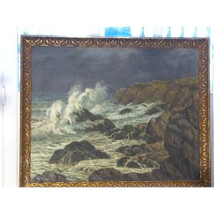 tableau marine région de quiberon par Henri pierre LEJEUNE  née en 1881  